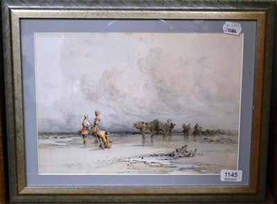 Lot 1145 - Frederick William Hattersley (19th/20th century) ";The Receding Tide";, signed, bears fragments...