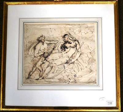 Lot 1148 - Attributed to Giovanni Battista Cipriani RA (1727-1785) ";Venus and Adonis";, pen and ink, 31cm...