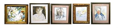 Lot 1150 - Jane Moore (20th century) ";Summer";, mixed media, together with various other portrait studies...