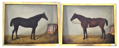 Lot 1178 - Circle of S. Clark (19th century) Study of a bay horse in a stable and study of a liver...