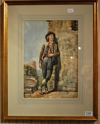 Lot 1186 - Continental School (19th century) Young Shepherd Boy, watercolour, 37cm by 25.5cm Provenance:...