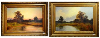 Lot 1191 - F* Walters (Early 20th century) Sunrise; Sunset, each signed, oil on canvas, 49.5cm by 76.5cm (2)