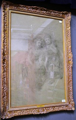 Lot 1224 - Attributed to William McTaggart RSA RSW (1835-1910) Study of two children, charcoal, 85cm by 54cm