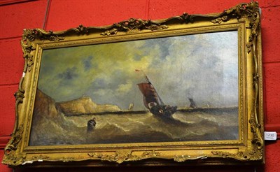 Lot 1230 - William Adolphus Knell (c.1805-1875) Shipping off Dover, signed, oil on canvas, 38cm by 74.5cm...