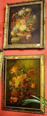 Lot 1234 - * Reynold (19th/20th century) A still life of assorted summer flowers in an earthenware vase on...