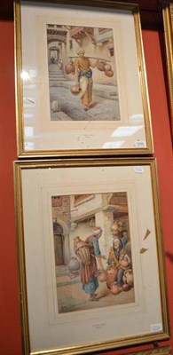 Lot 1239 - Vittorio Rappini (1877-1939) ";A Pottery Vendor"; and ";The Pottery Market";, each signed,...