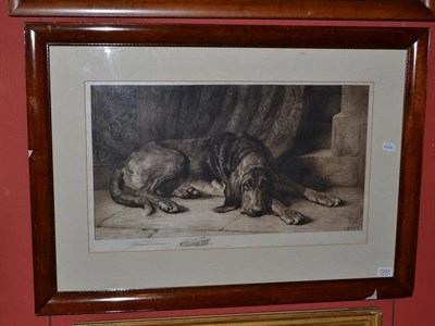 Lot 1243 - After Herbert Dicksee (1862-1942) A Bloodhound at rest in an interior, signed in pencil, a...