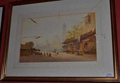 Lot 1245 - Frank Catano (19th/20th century) Figures in a North African street, signed, watercolour, 27cm...