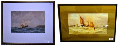 Lot 1251 - Wilfred Knox (1884-1966) Shipping off a pier, signed, watercolour,  together with a further...