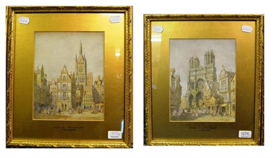 Lot 1275 - Henri Schafer (1854-1954) ";'Rheims Cathedral, France";;";'Cloth Hall, Ypres";, each signed and...