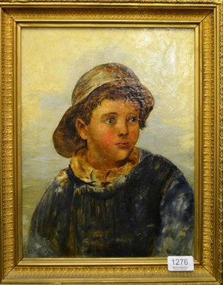 Lot 1276 - Circle of Robert Jobling (1841-1923) A head study of a fisher boy, oil on canvas, 33.5cm by 25cm