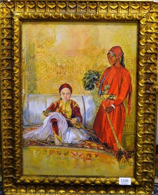 Lot 1286 - After John Frederick Lewis (1804-1876) Figures in a Middle Eastern interior, bears signature,...