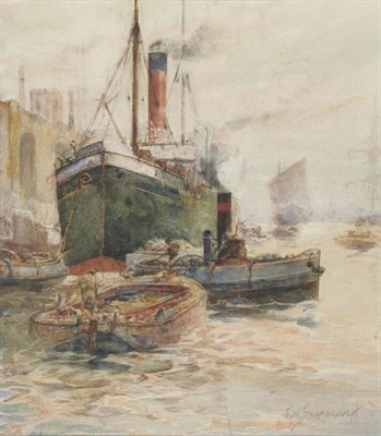 Lot 1290 - Frank (Frederick) William Scarborough (1896-1939) Ships and boats in a harbour, signed, pencil...