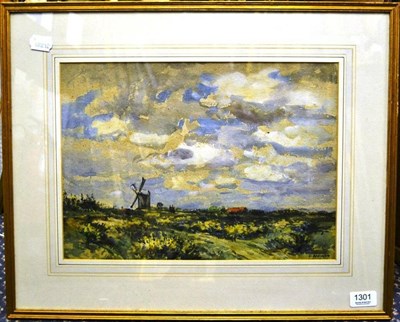 Lot 1301 - John Atkinson (1863-1924) ";Ugthorpe Windmill with the Village Roofs behind, Ugthorpe Moor,...