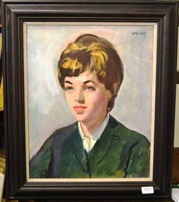 Lot 1310 - Philip Naviasky (1894-1982) ";Rachel";, signed, inscribed verso, oil on canvas, 50.5cm by 40cm