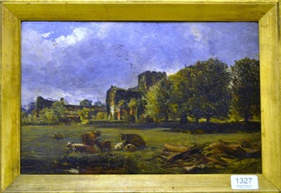 Lot 1327 - Alexander Fraser Jnr RSW (1828-1899) Part of the Refectory Lanercost Abbey, signed, oil on...