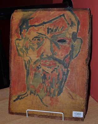 Lot 1360 - Fauve Style (20th century) ";Selbst";, Head and shoulders portrait of a man, bears Kunstausstellung