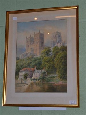 Lot 1374 - George Fall (1848-1925) ";Durham Cathedral";, signed, pencil and watercolour, 45.5cm by 32.5cm...