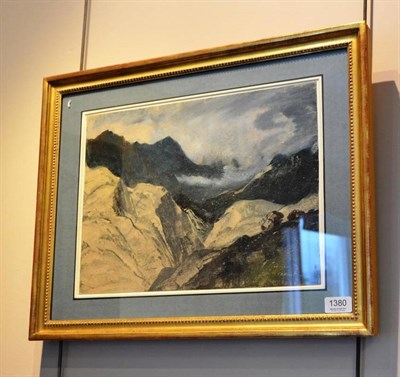 Lot 1380 - Cecil Arthur Hunt, RWS, RBA (1873-1965) ";Snowdonia";, signed watercolour with scratching out, 29cm