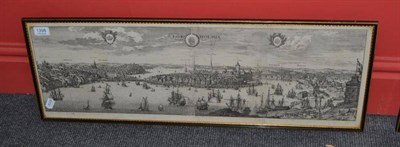 Lot 1398 - Swidde (Willem), Stok Holmia, Orientum versus, 1693, engraved prospect of Stockholm, framed and...