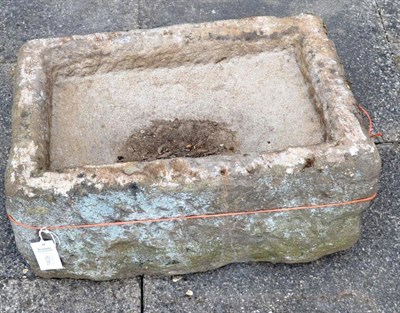 Lot 1409 - Rectangular stone garden trough, 61cm wide