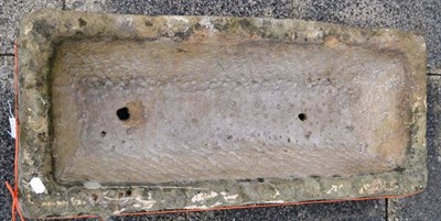 Lot 1411 - Rectangular stone garden trough, 94cm wide