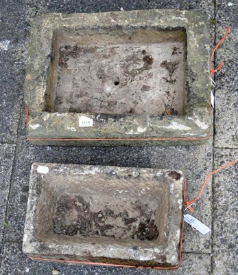 Lot 1414 - Two rectangular stone garden troughs, 52cm and 40cm wide