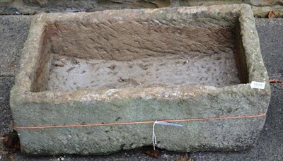 Lot 1420 - Rectangular stone garden trough, 73cm wide