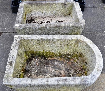 Lot 1429 - Two rectangular stone troughs, 72cm and 70cm wide