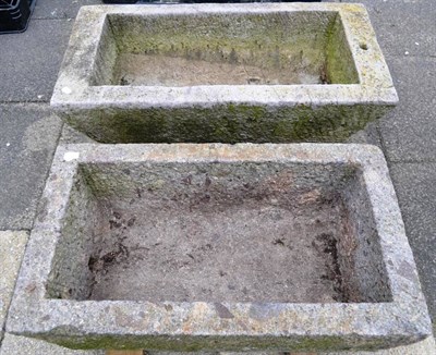 Lot 1430 - Two rectangular stone troughs, 87cm and 102cm wide