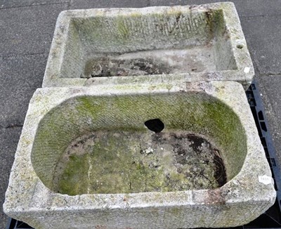 Lot 1431 - Two rectangular stone troughs, 85cm and 82cm wide