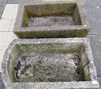 Lot 1434 - Two rectangular stone troughs, both 81cm wide