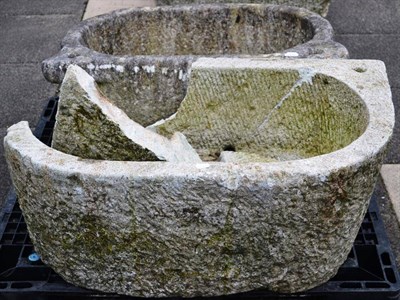 Lot 1435 - Two oval stone troughs, 86cm and 97cm wide