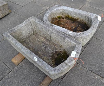 Lot 1436 - Two rectangular stone troughs, 88cm and 83cm wide