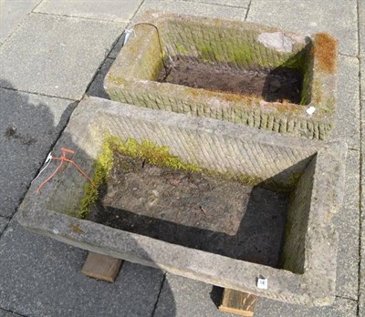 Lot 1439 - Two rectangular stone troughs, 86cm and 77cm wide