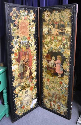 Lot 1456 - Late Victorian three leaf dressing screen, 182cm high