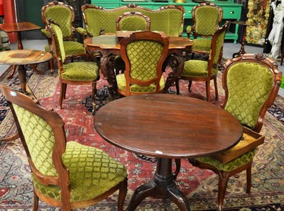 Lot 1461 - An impressive Victorian rosewood framed nine piece salon suite, circa 1870, upholstered in...