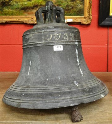 Lot 1471 - A large bronze bell with foundry mark, bearing date 1732