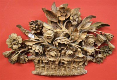 Lot 1485 - Flemish carved oak basket of flowers