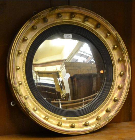 Lot 1501 - ^ Regency gilt ball surmounted wall mirror