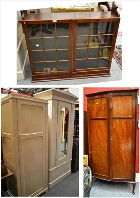 Lot 1513 - ^ Two painted wardrobes, an Edwardian mahogany bookcase top and a mahogany double door wardrobe