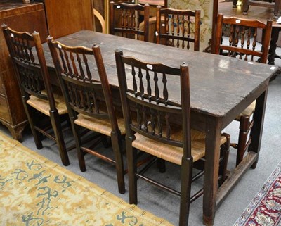 Lot 1535 - Late 17th/early 18th century dining table with plank top and fluted frieze