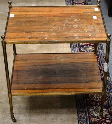 Lot 1537 - # Brass two tier etagere, Victorian rosewood and lacquered on slender tubular uprights