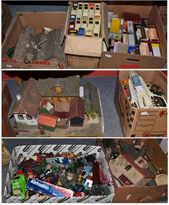 Lot 1565 - Quantity of Dinky, Corgi, Matchbox Die cast vehicles, box and unboxed, wooden farm set and...