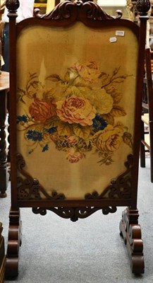 Lot 1579 - Victorian mahogany woolwork firescreen