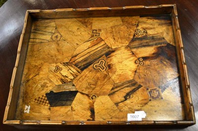 Lot 1607 - # Japanese parquetry rectangular tray, 50cm wide