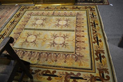 Lot 1611 - French needlepoint carpet of unusual size, the compartmentalised field of floral designs...