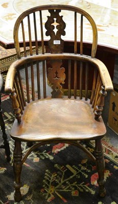 Lot 1618 - A 19th century elm and yew wood Windsor armchair (a.f.)