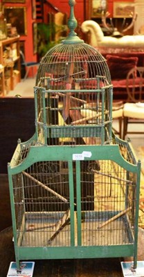 Lot 1619 - A French green painted bird cage, 98cm high