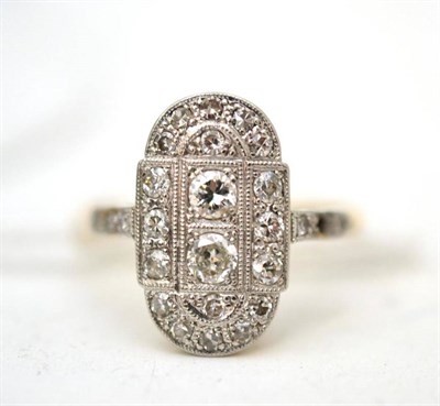 Lot 10 - An Art Deco diamond ring, set with round brilliant cut diamonds and eight-cut diamonds in white...